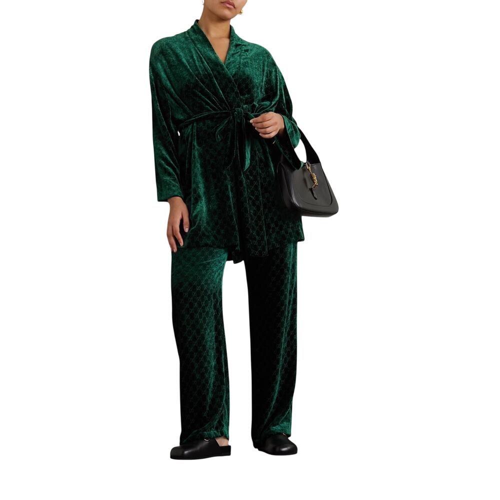 Gucci NWT Devore-velvet Track Pants in Green Size 44 (L) - Picture 2 of 11